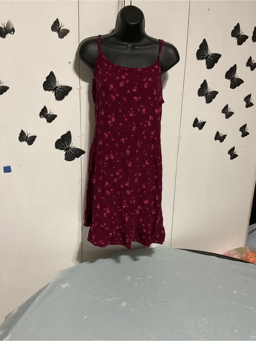 wonder nation Burgundy Floral Midi Slip Dress